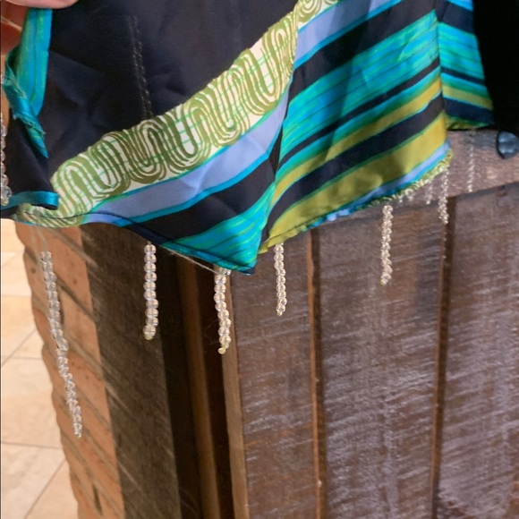 Anthropologie TINY Blue Green Beaded Bell Sleeve Top Size XS Flowy Boho Coastal - Picture 10 of 14